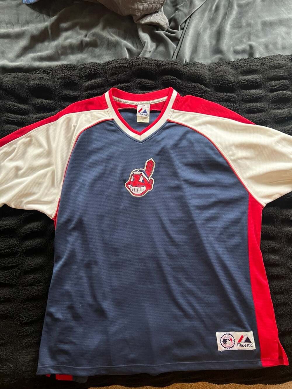 Majestic Cleveland Indians Short Sleeve Jersey Size XXL Blue MLB